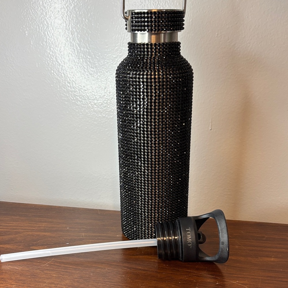 TOMO Black Rhinestone Water Bottle